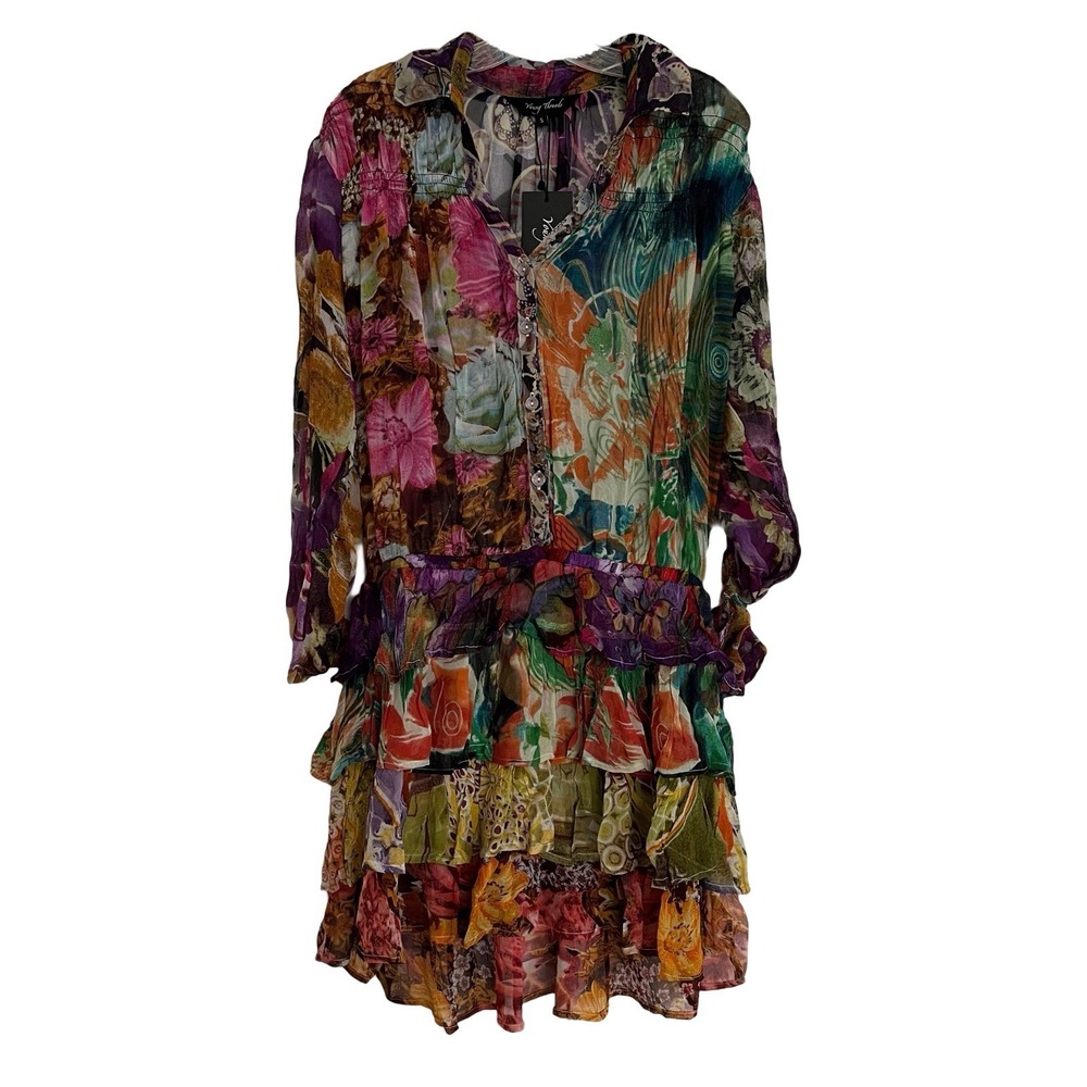 Young Threads Wildflower Country Boho Dress Size Small Sheer New with Tags Multi